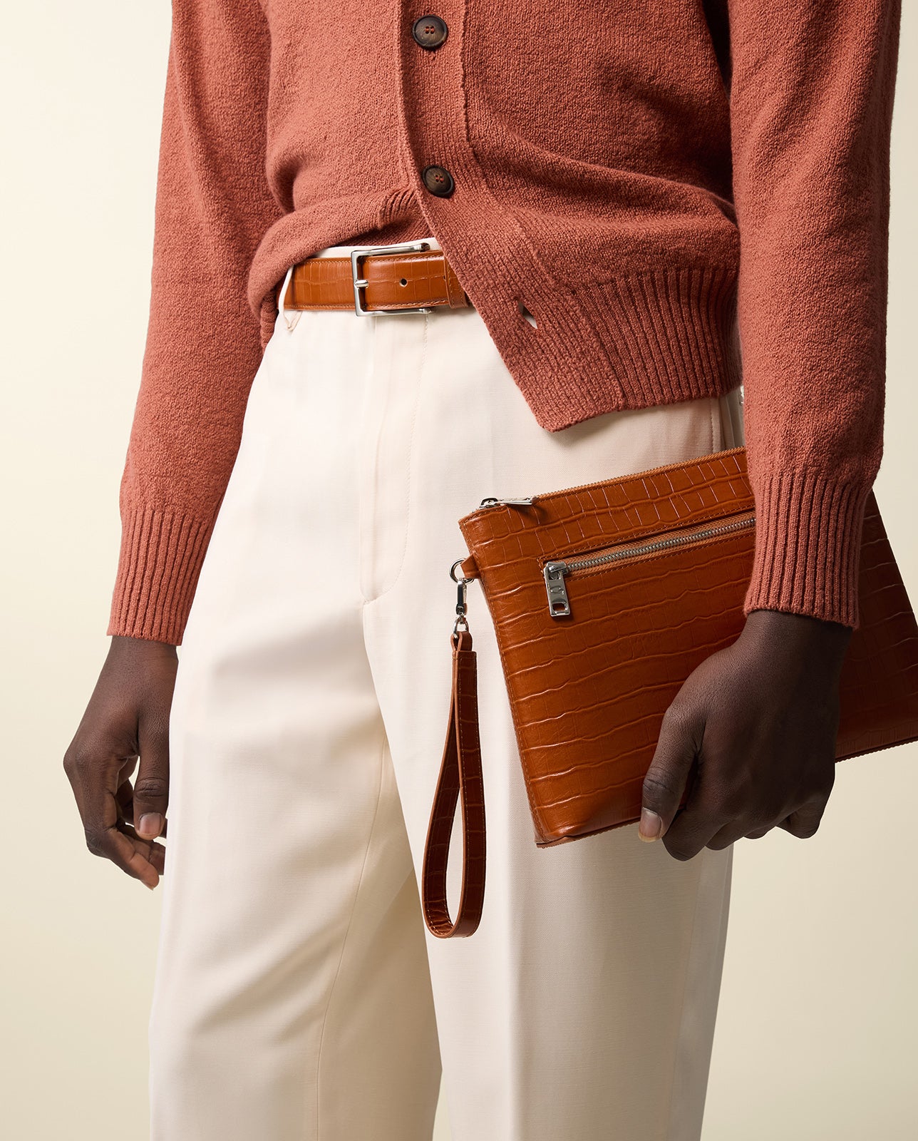 Sable Embossed Leather Pouch