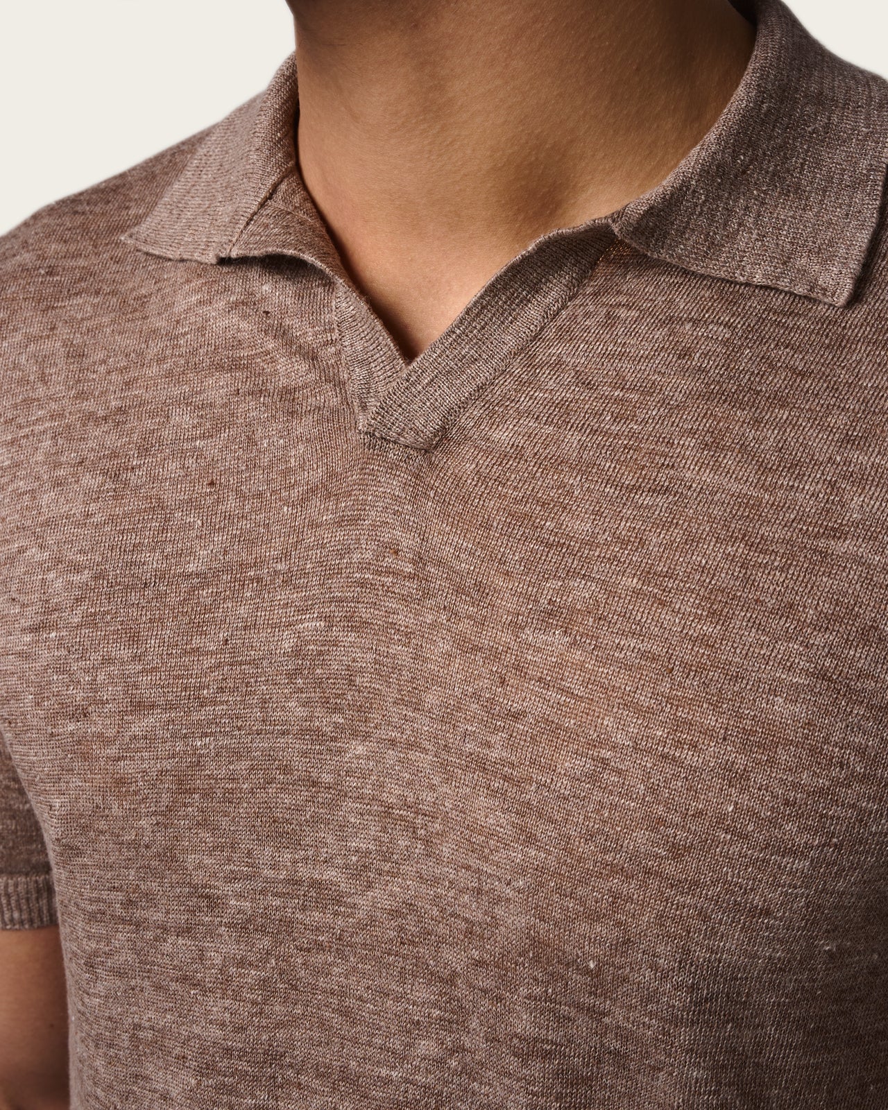 Linen Polo Shirt Pebble Grey