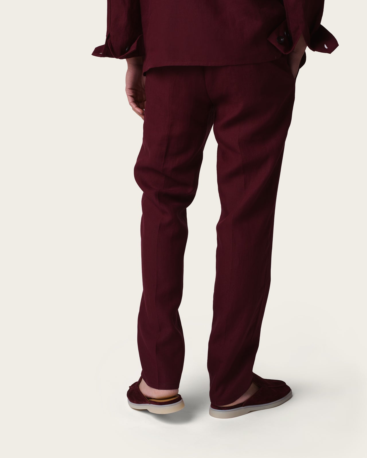 Lightweight Linen Trousers Wine Red