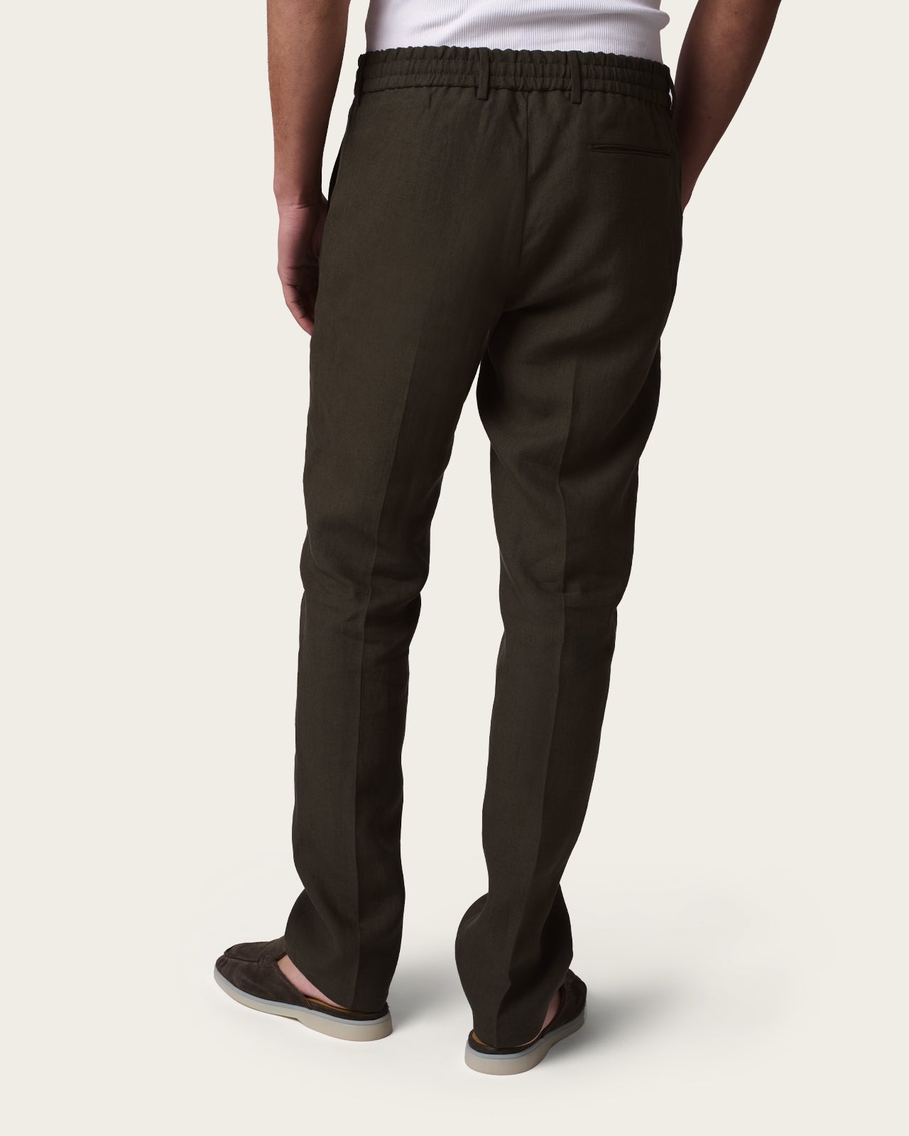 Lightweight Linen Trousers Olive Green