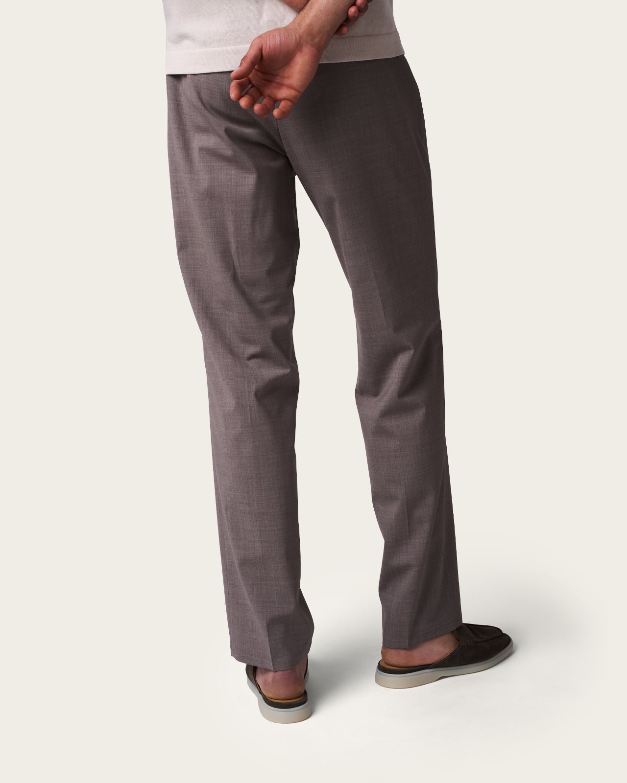 Slim Fit Tailored Trousers with Drawstrings Grey