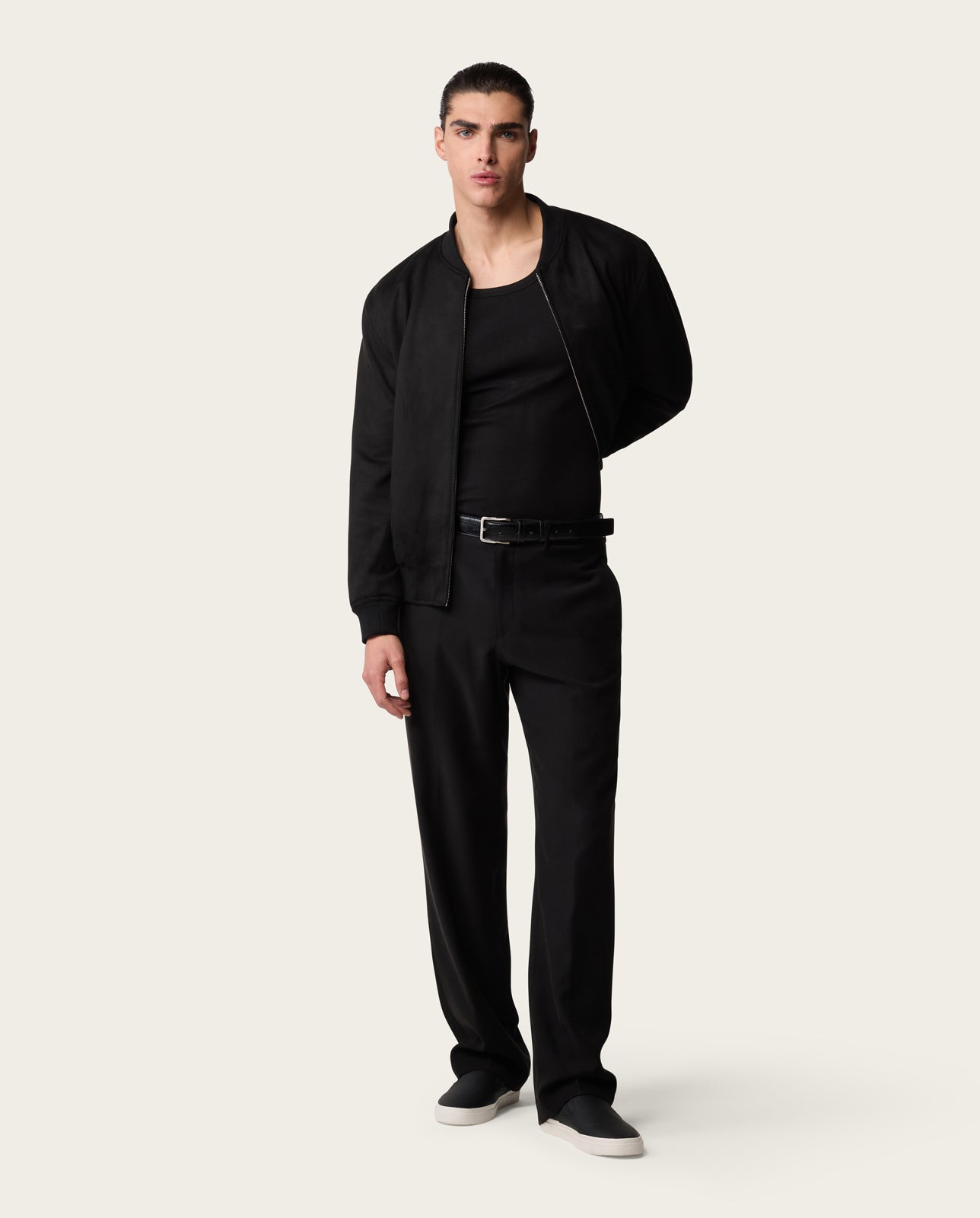 Suede Bomber Jacket Midnight Black