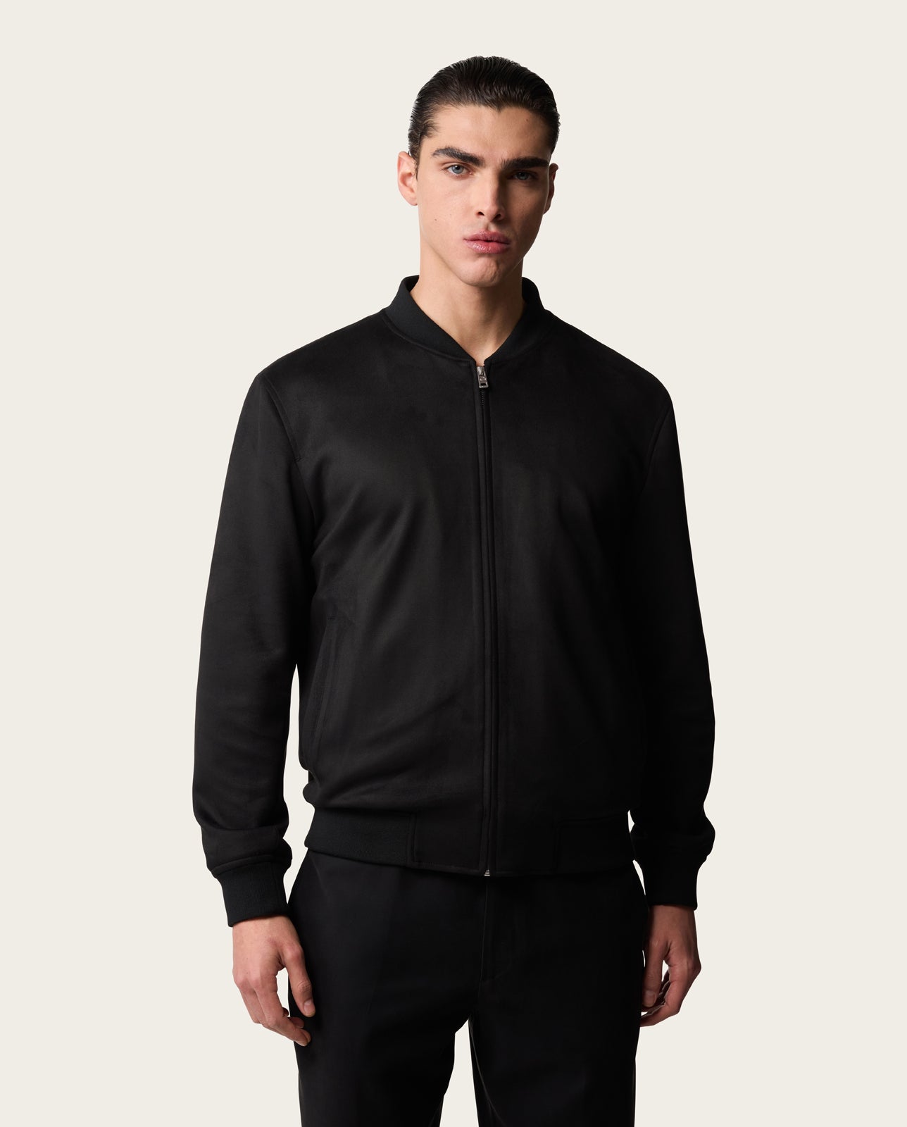Suede Bomber Jacket Midnight Black