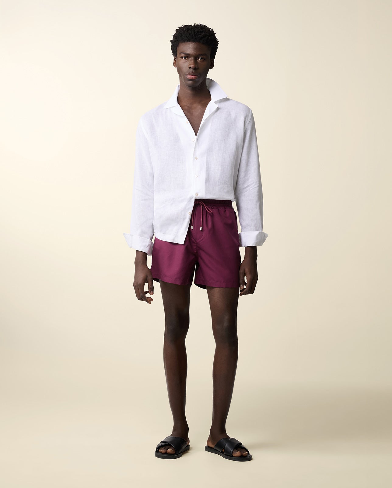 Zip Swim Shorts in Wine Red