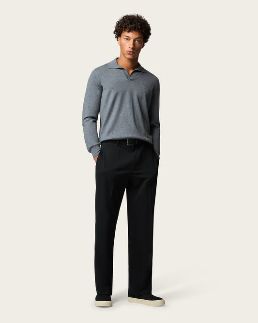 Lightweight Seamless Long Sleeve Polo Shirt Storm Grey