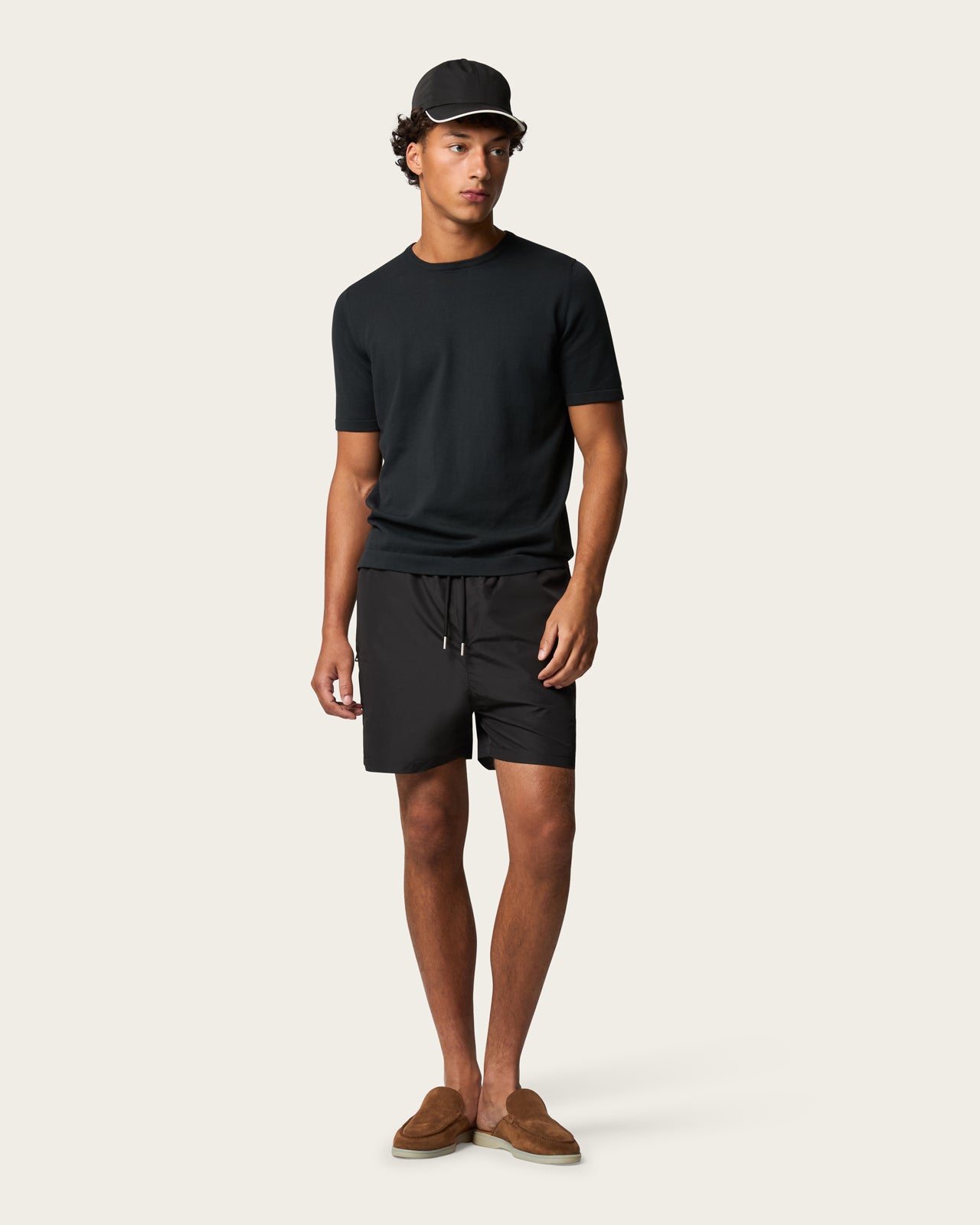 Zip Swim Shorts in Midnight Black