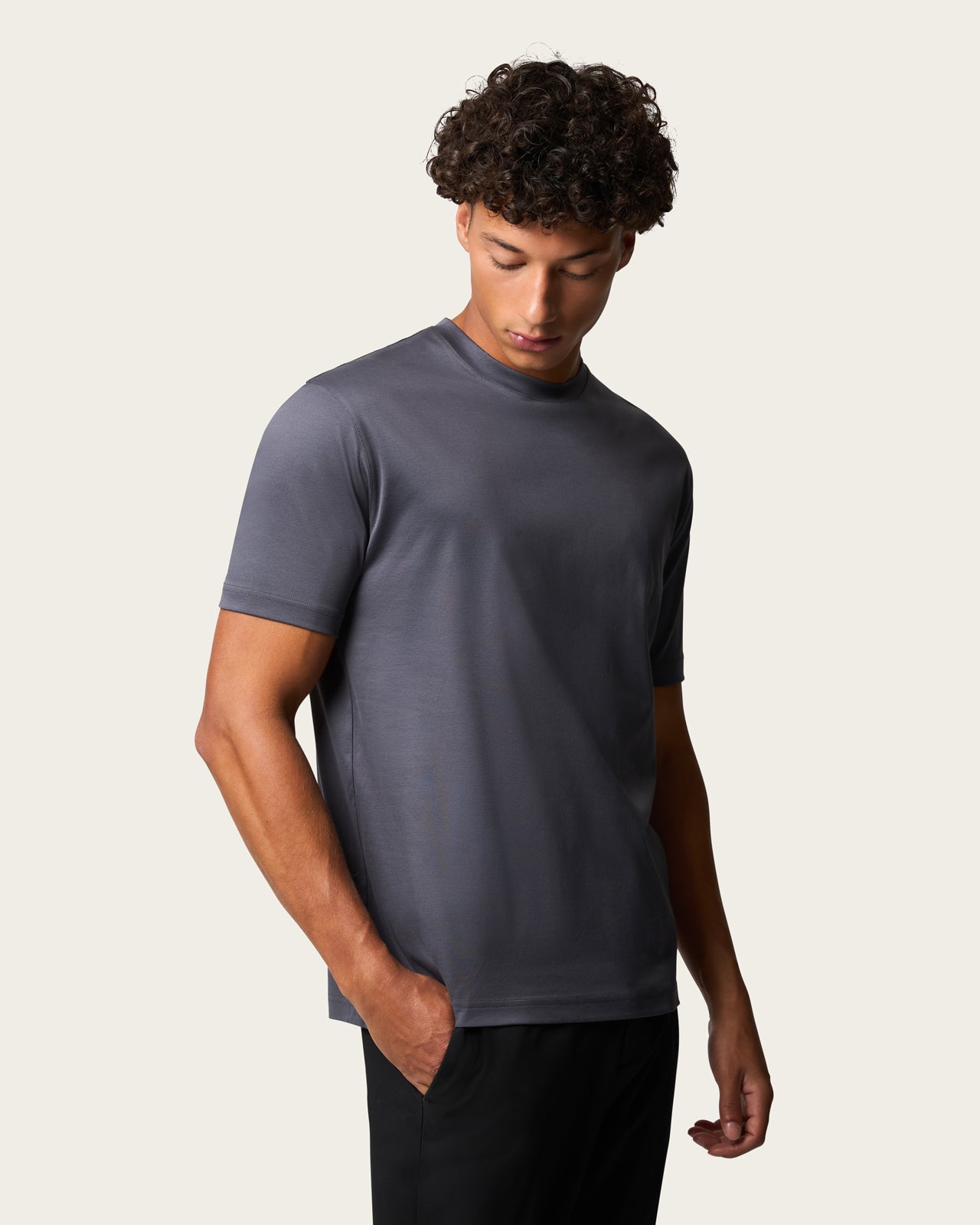 Mercerized Cotton T-shirt Smoke Grey