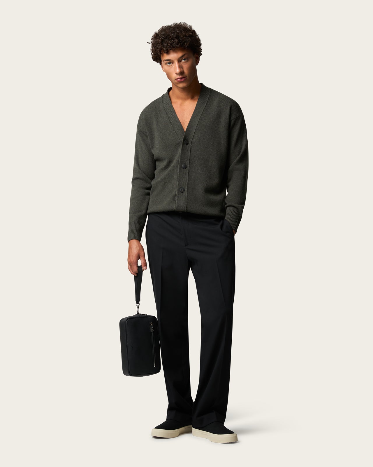 Wool Cardigan Olive Green