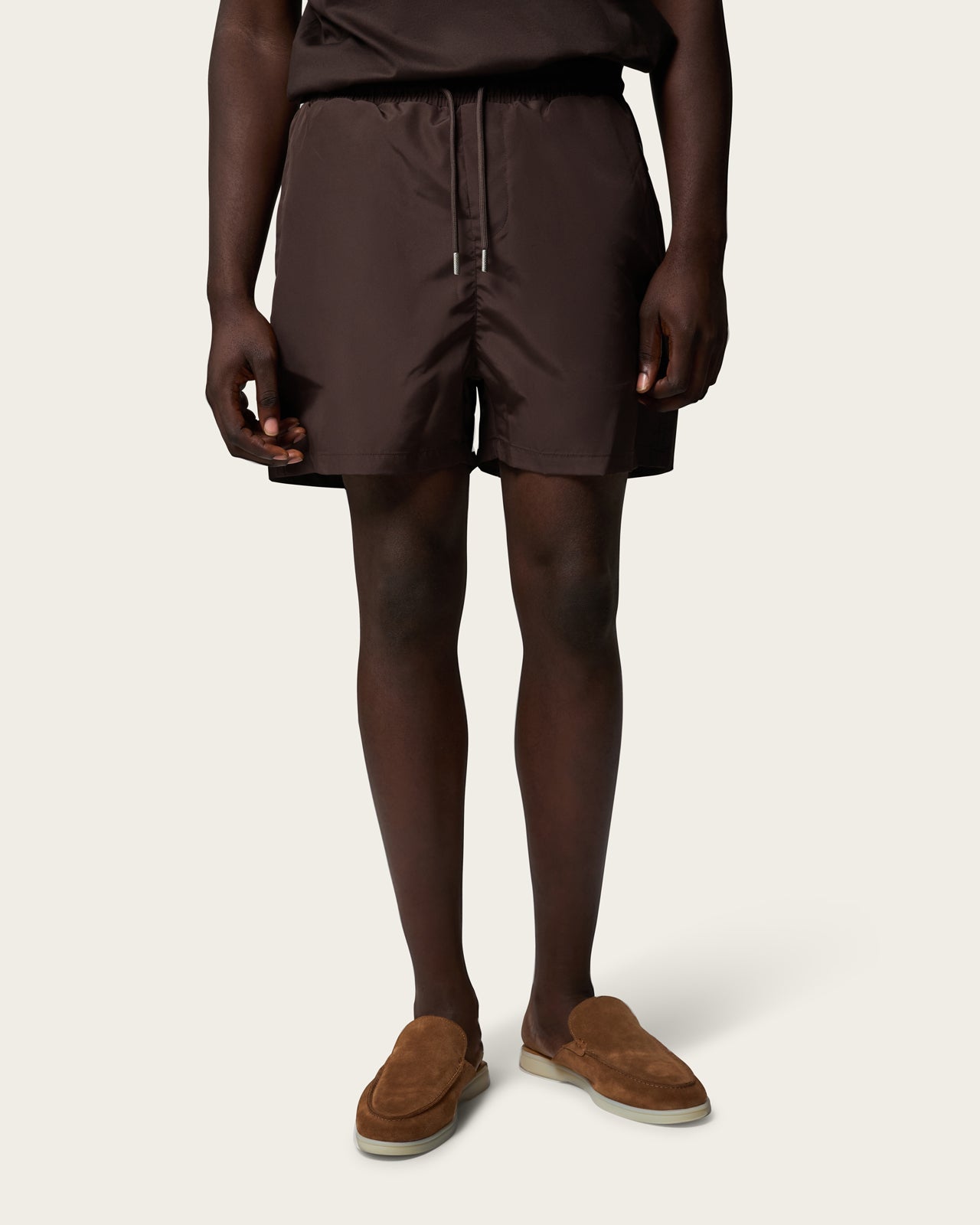 Zip Swim Shorts in Espresso Brown