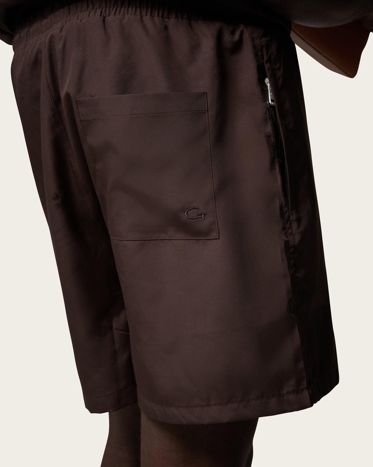 Zip Swim Shorts in Espresso Brown