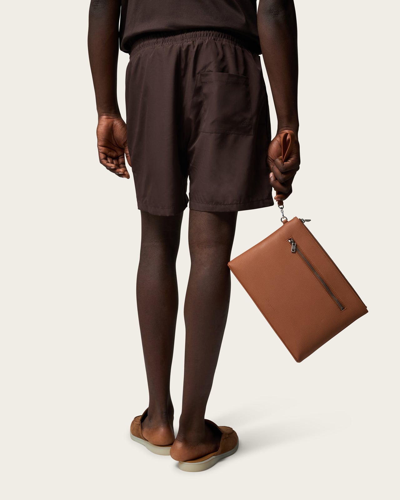 Zip Swim Shorts in Espresso Brown