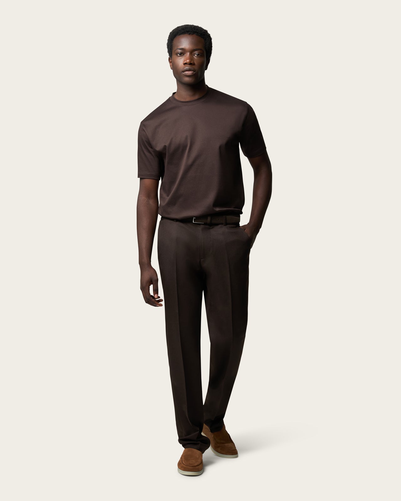 Mercerized Cotton T-shirt Espresso Brown