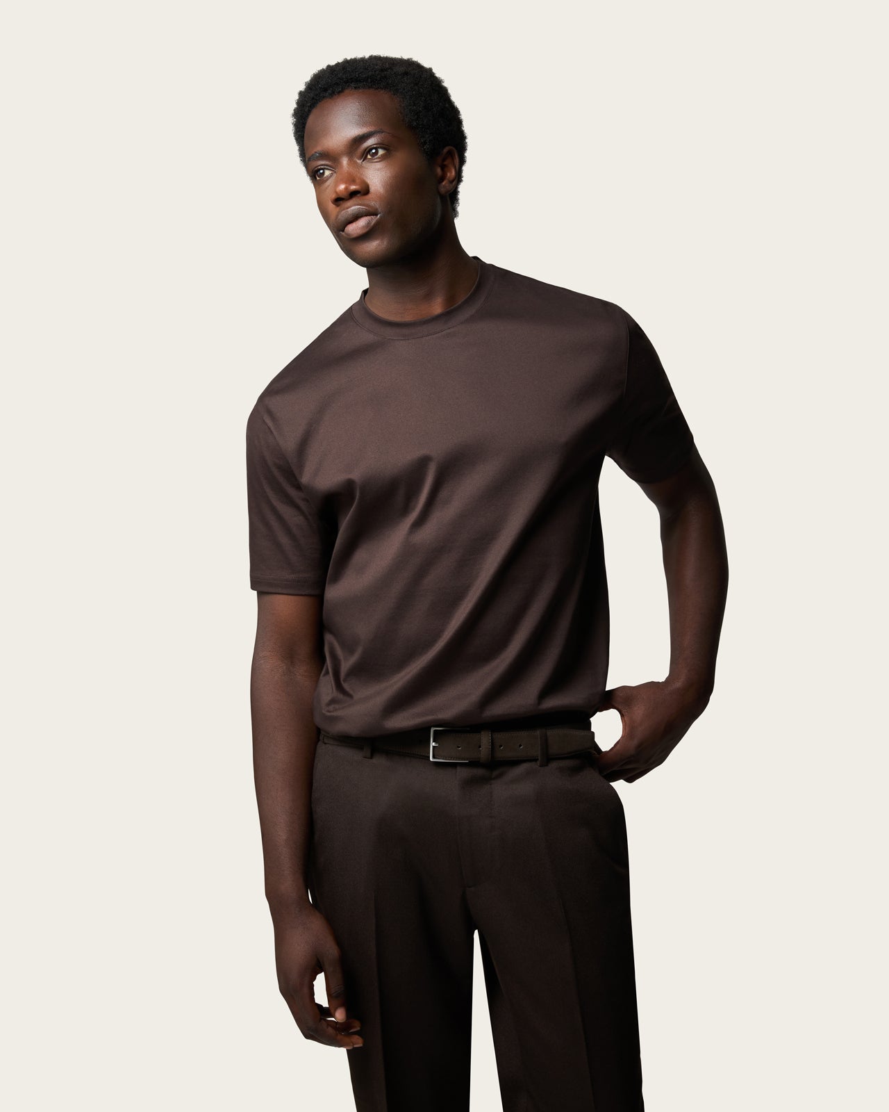 Mercerized Cotton T-shirt Espresso Brown
