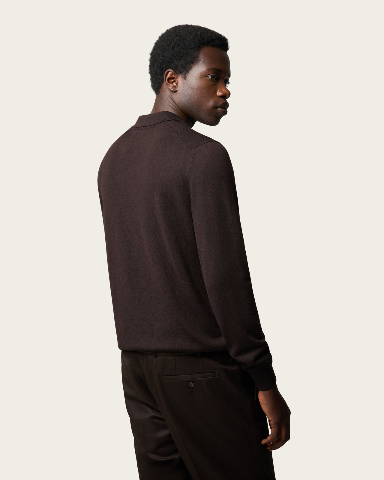 Courstide Long Sleeve  Polo Shirt Espresso Brown