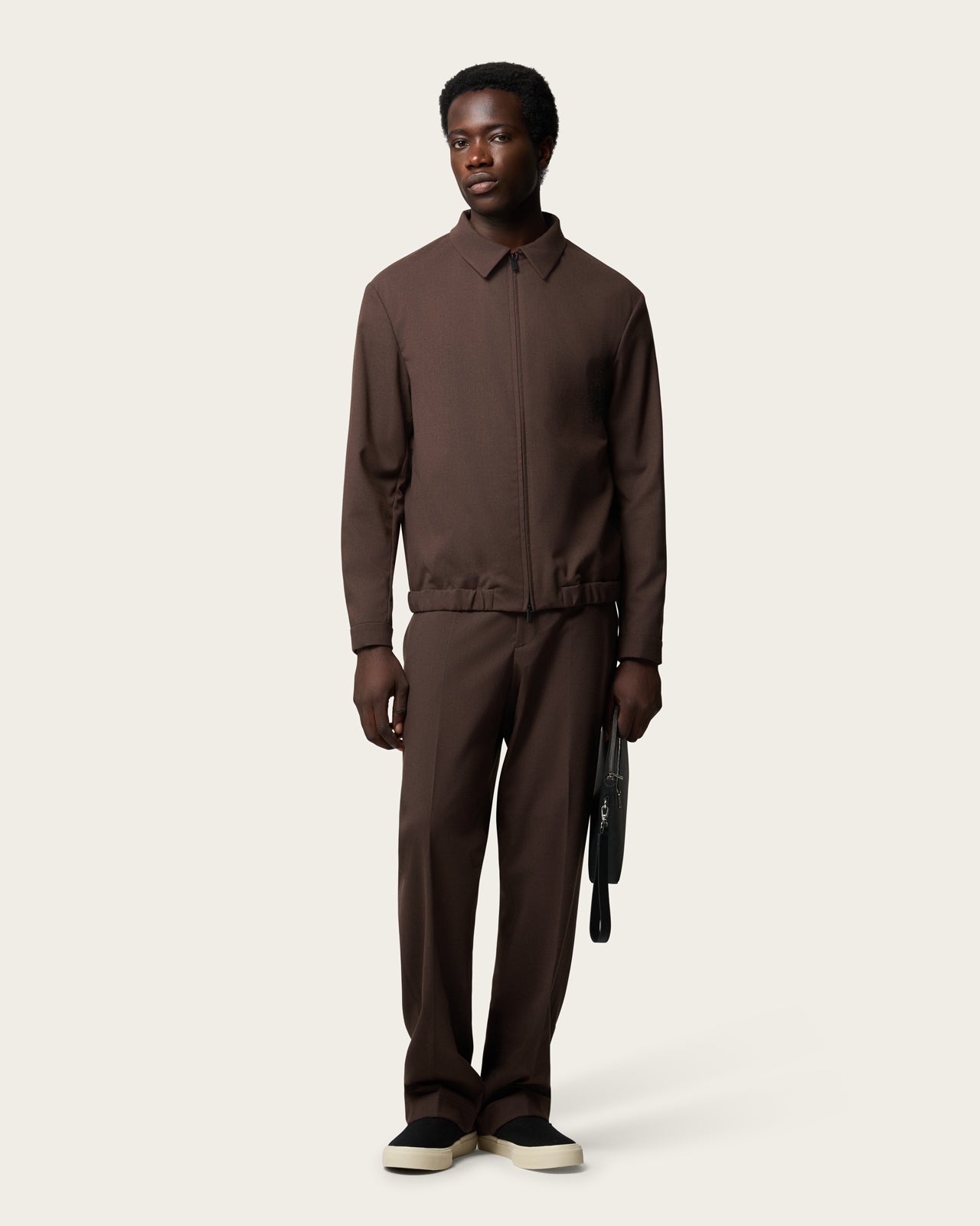 Zip Tailored Jacket Brown