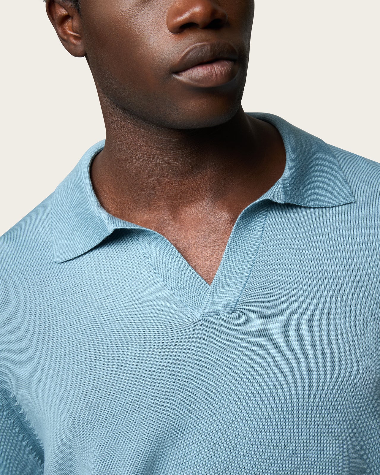 Lightweight Seamless Long Sleeve Polo Shirt Cloud Blue