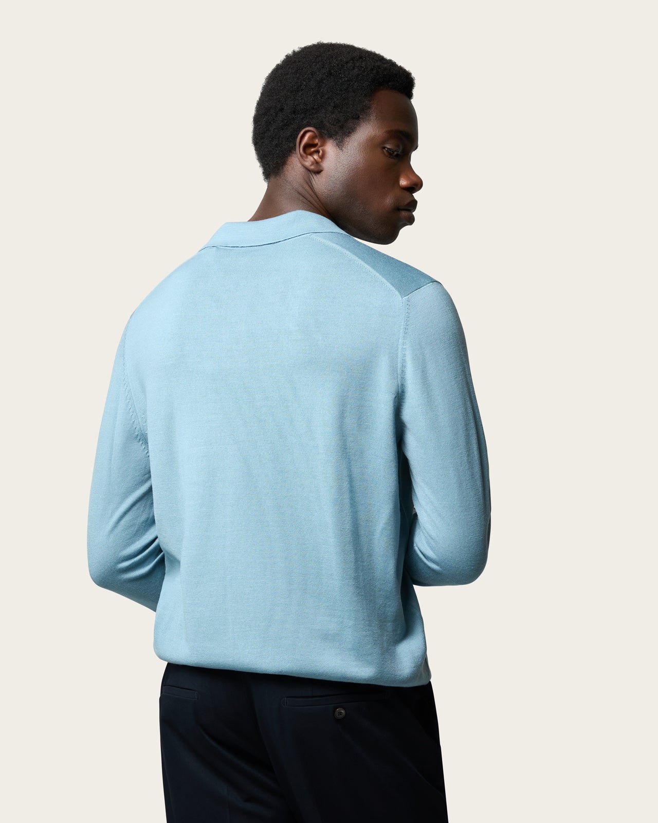 Lightweight Seamless Long Sleeve Polo Shirt Cloud Blue