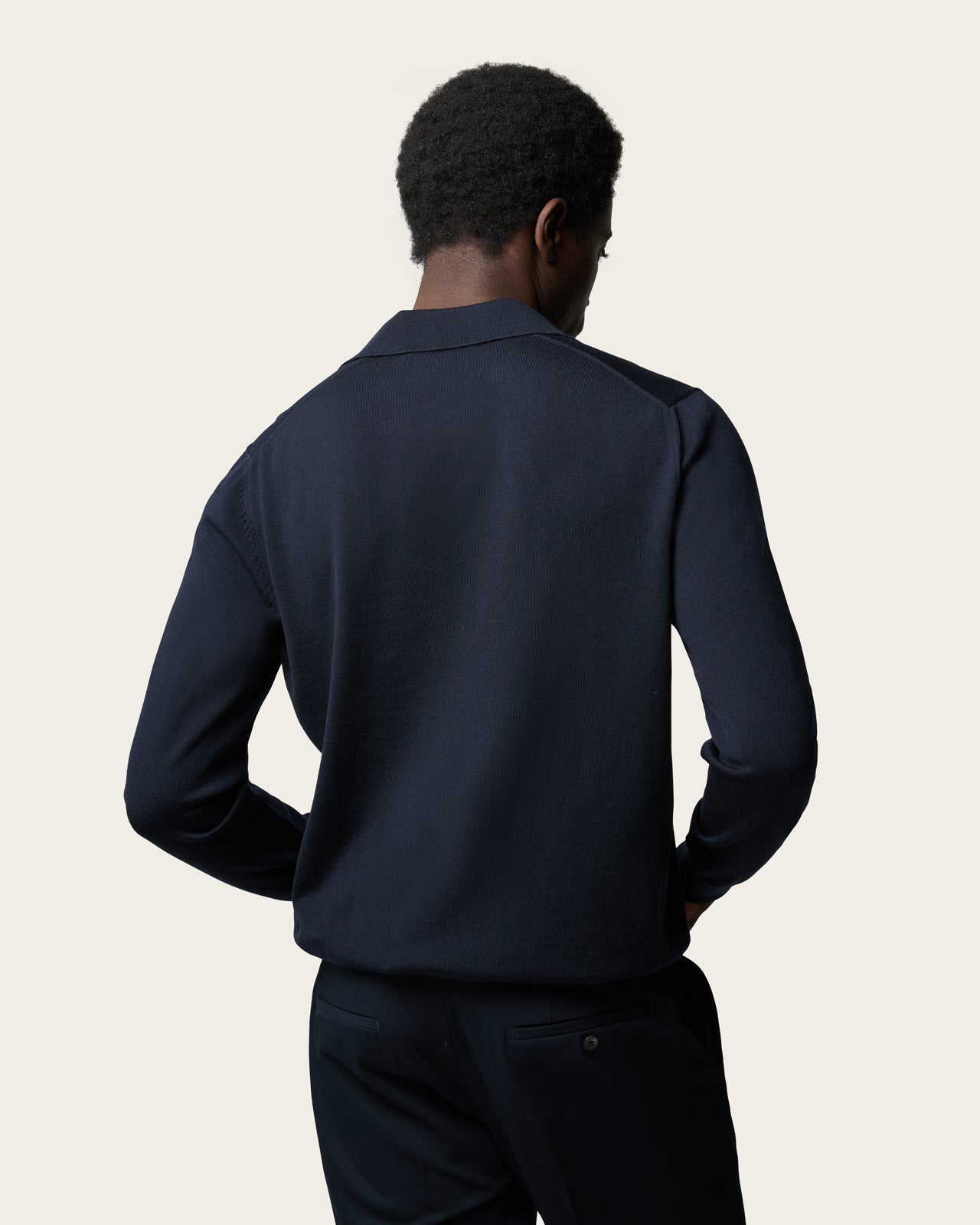 Lightweight Seamless Long Sleeve Polo Shirt Sapphire Blue
