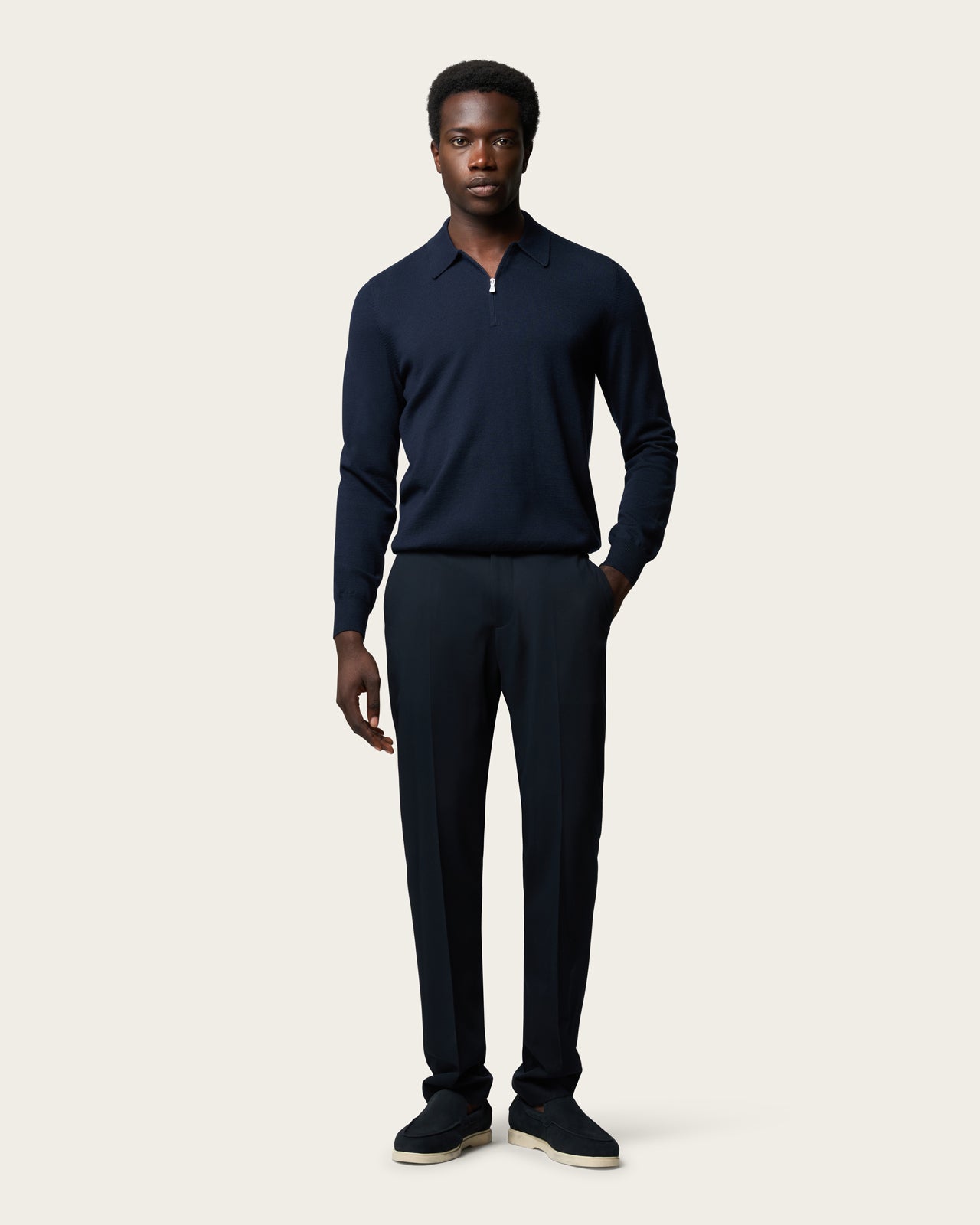 Courstide Long Sleeve  Polo Shirt Sapphire Blue