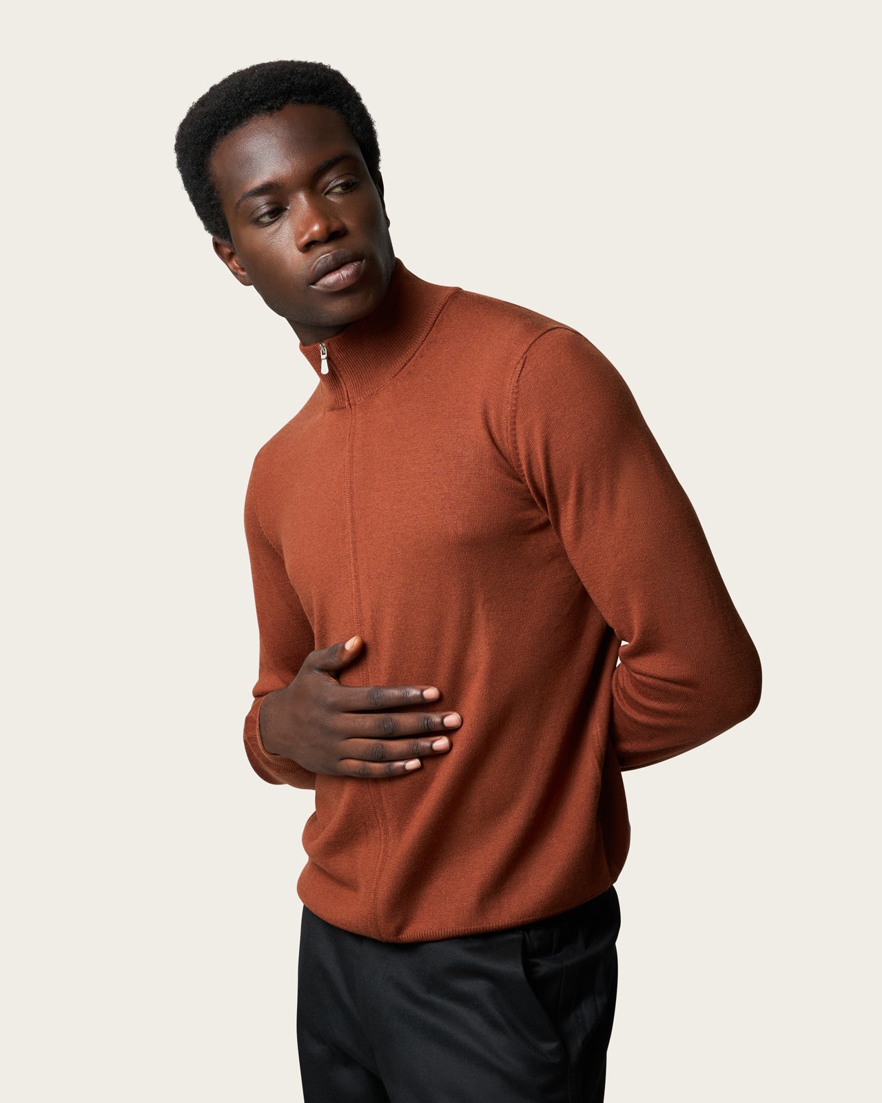 Lightweight Full Zip Jacket Burnt Orange