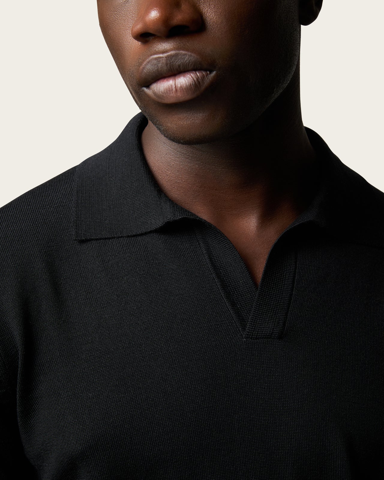 Lightweight Seamless Long Sleeve Polo Shirt Midnight Black