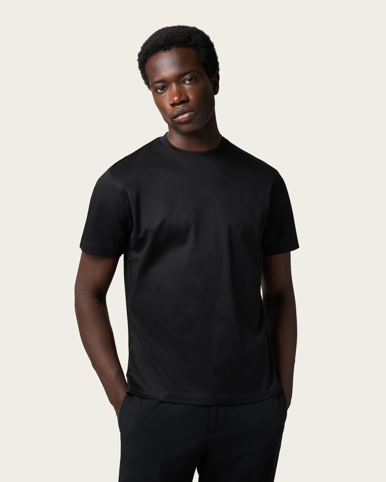 Mercerized Cotton T-shirt Midnight Black