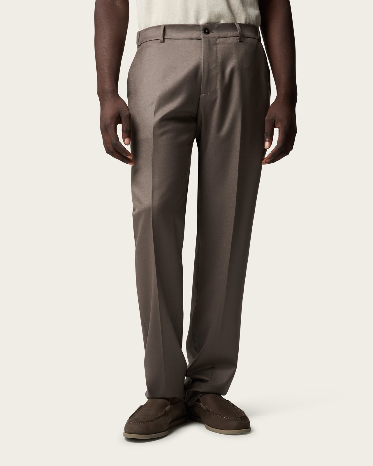 Straight Tailored Trousers Greige