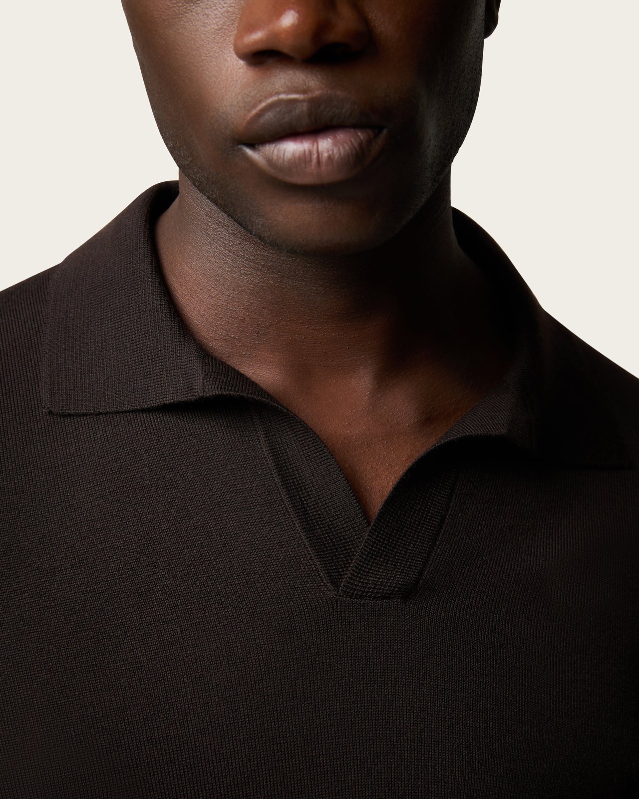 Lightweight Seamless Long Sleeve Polo Shirt Espresso Brown