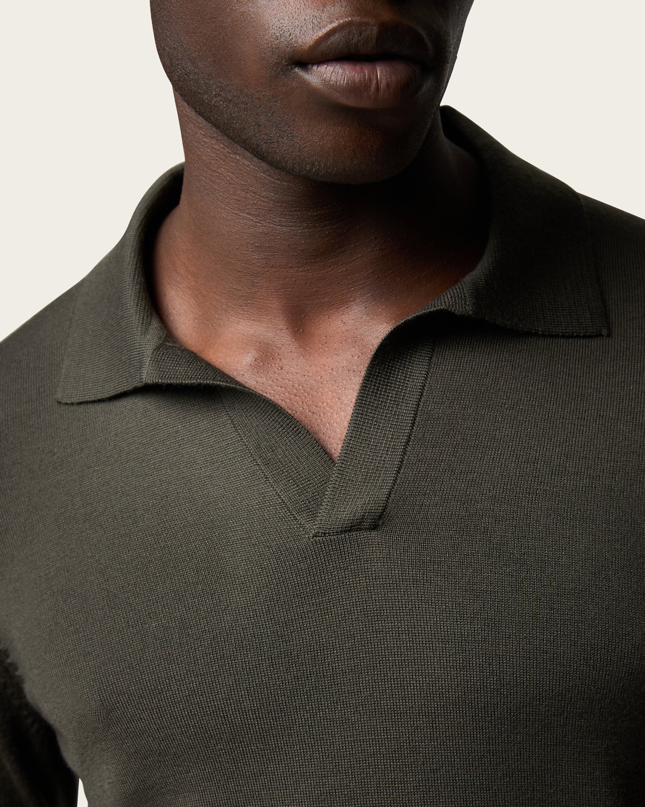 Lightweight Seamless Long Sleeve Polo Shirt Olive Green
