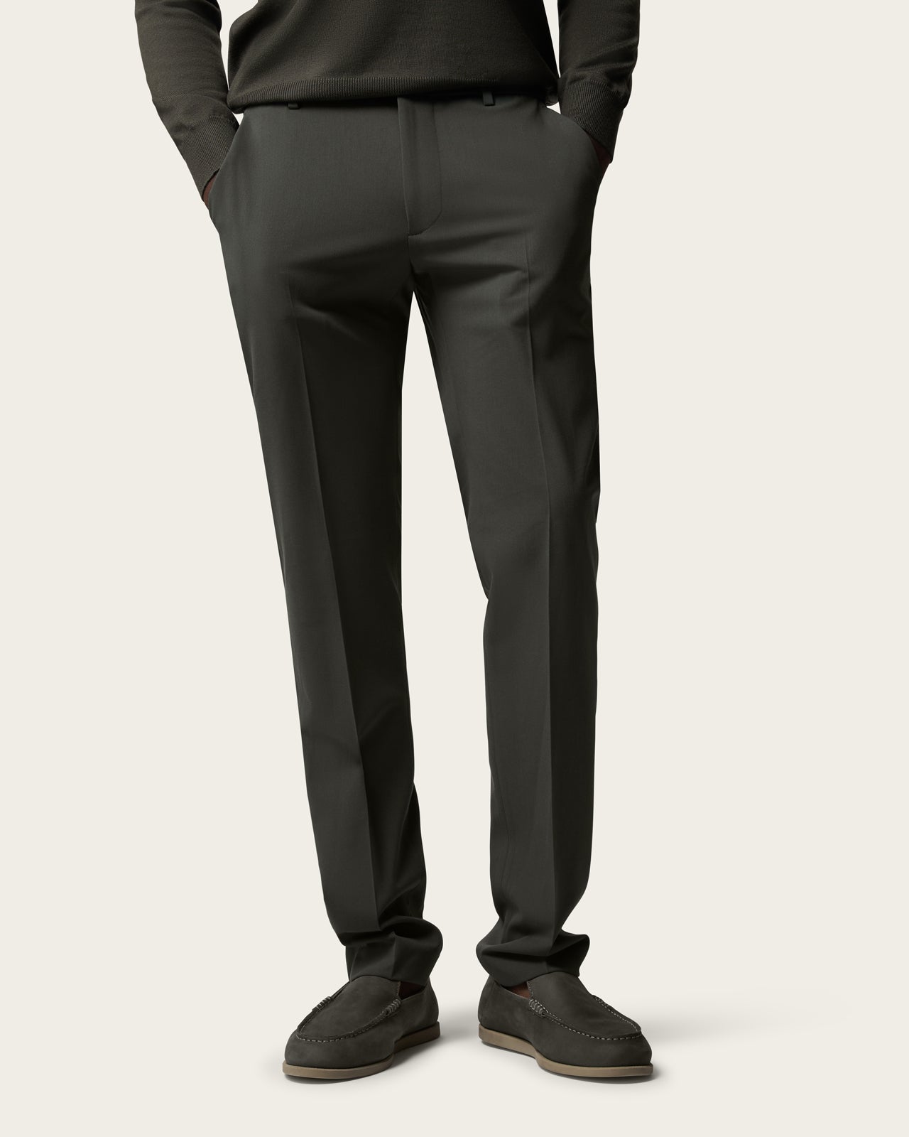 Slim Tailored Trousers Olive Green