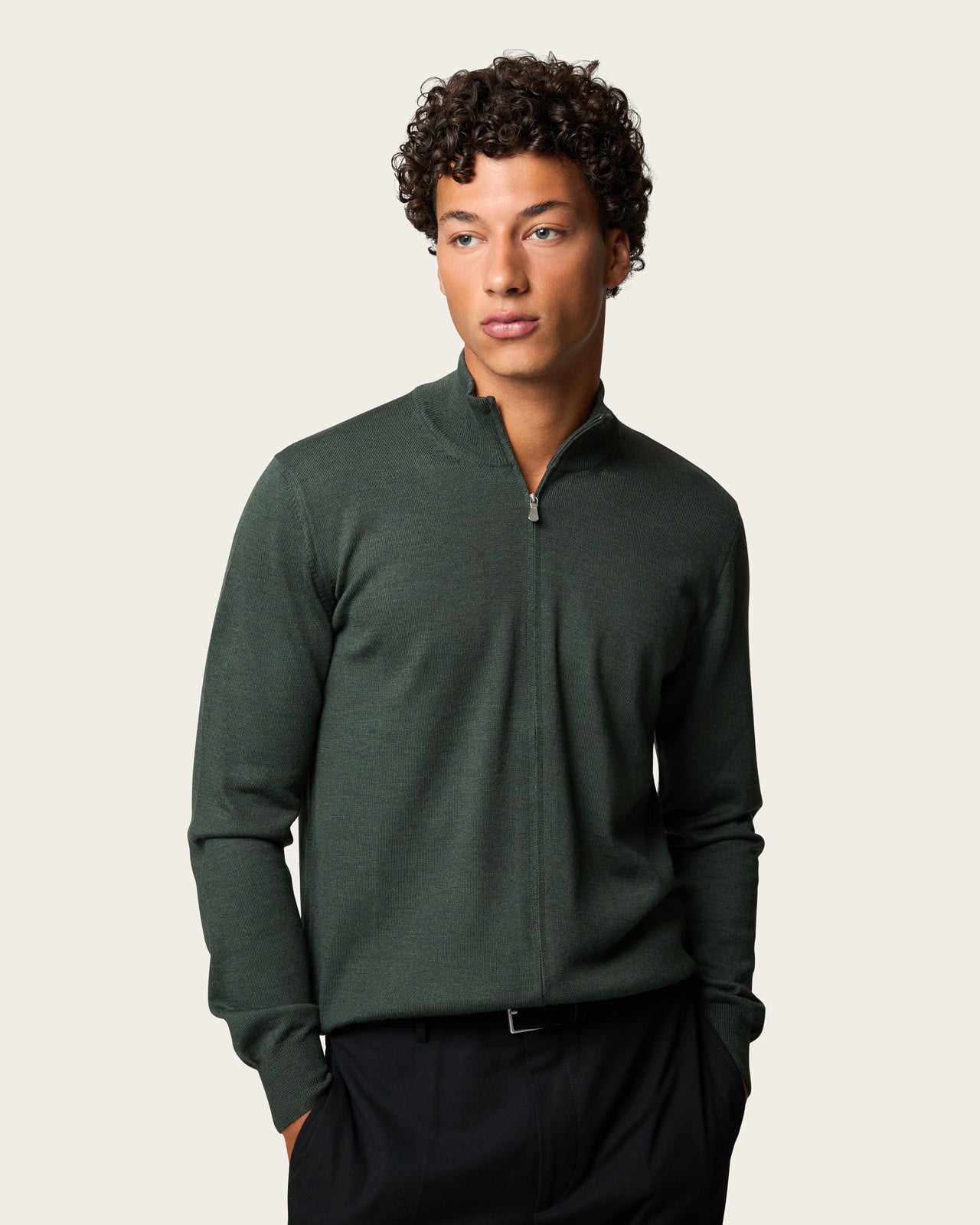 Lightweight Full Zip Jacket Olive Green