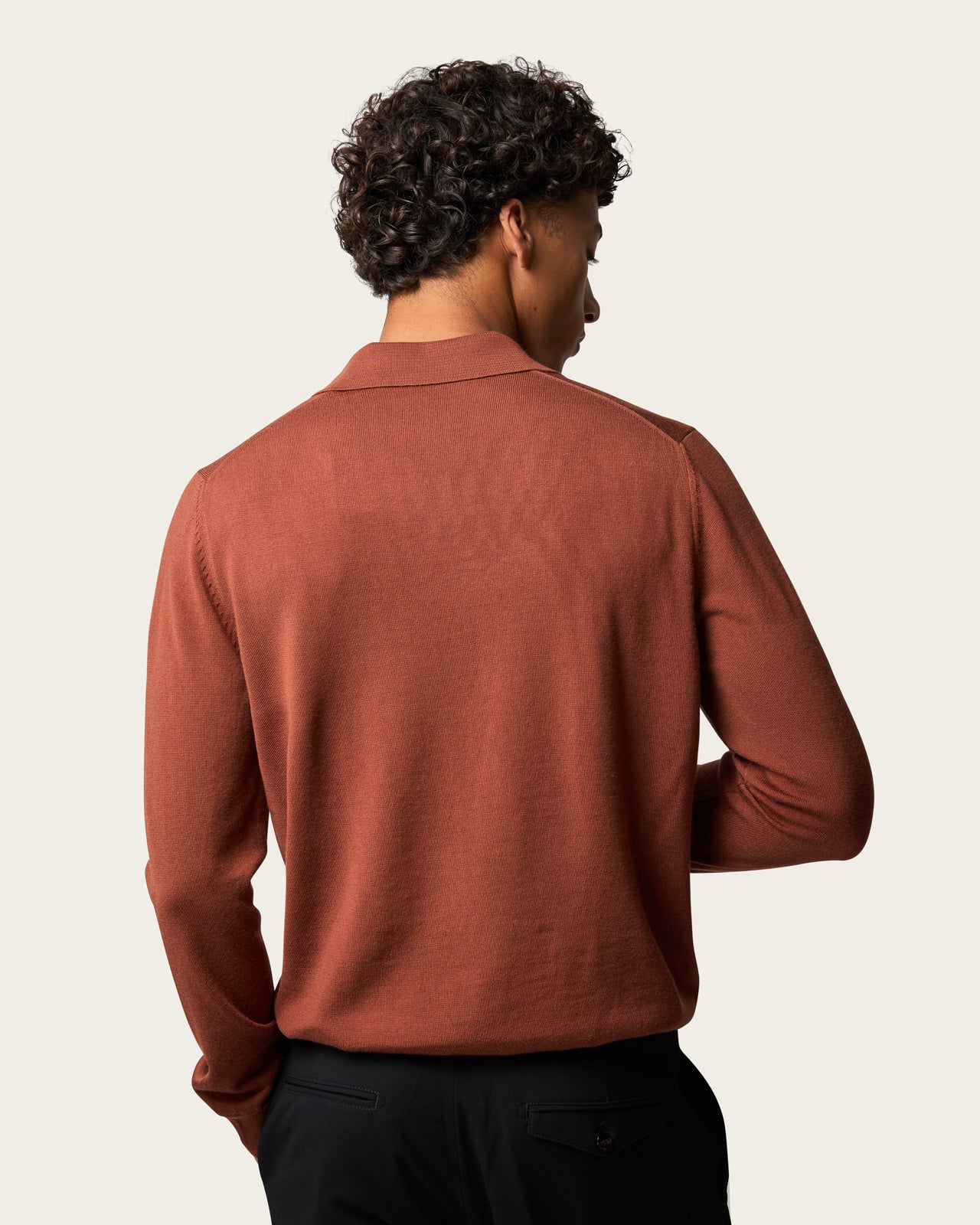 Lightweight Seamless Long Sleeve Polo Shirt Burnt Orange