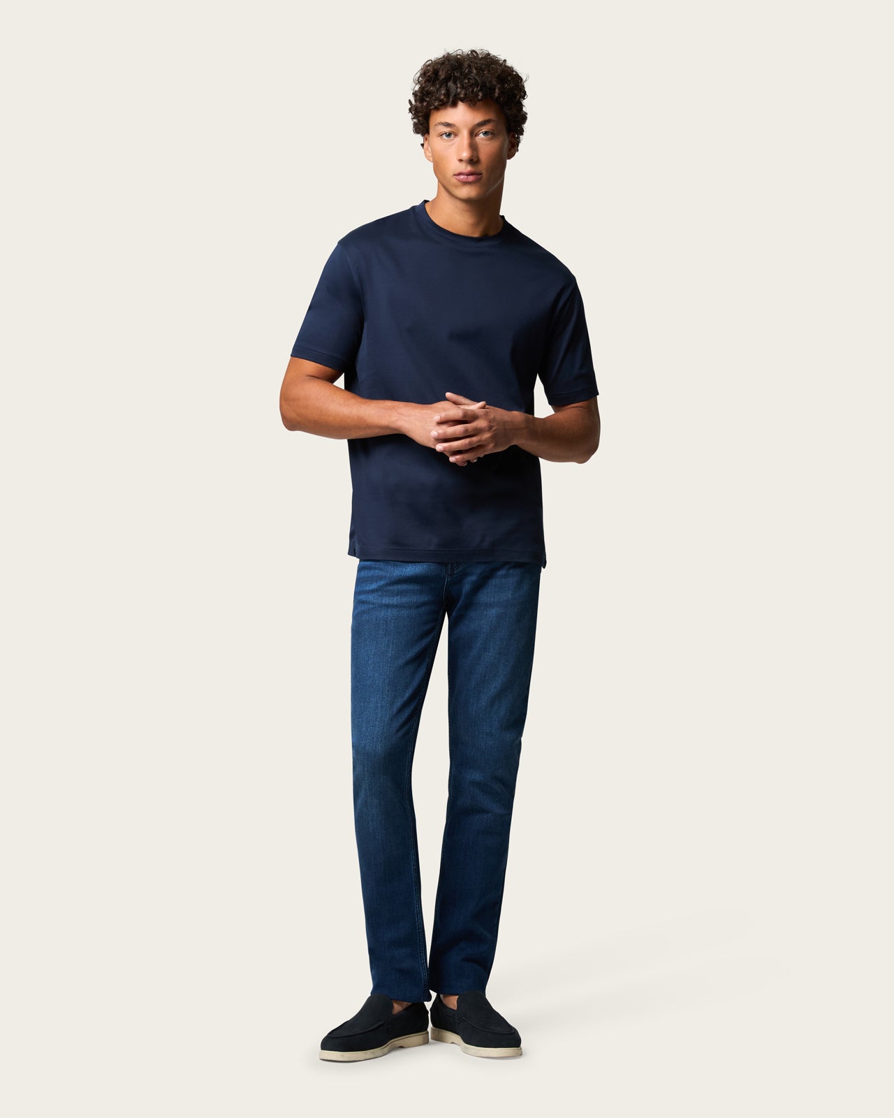 Mercerized Cotton T-shirt Sapphire Blue