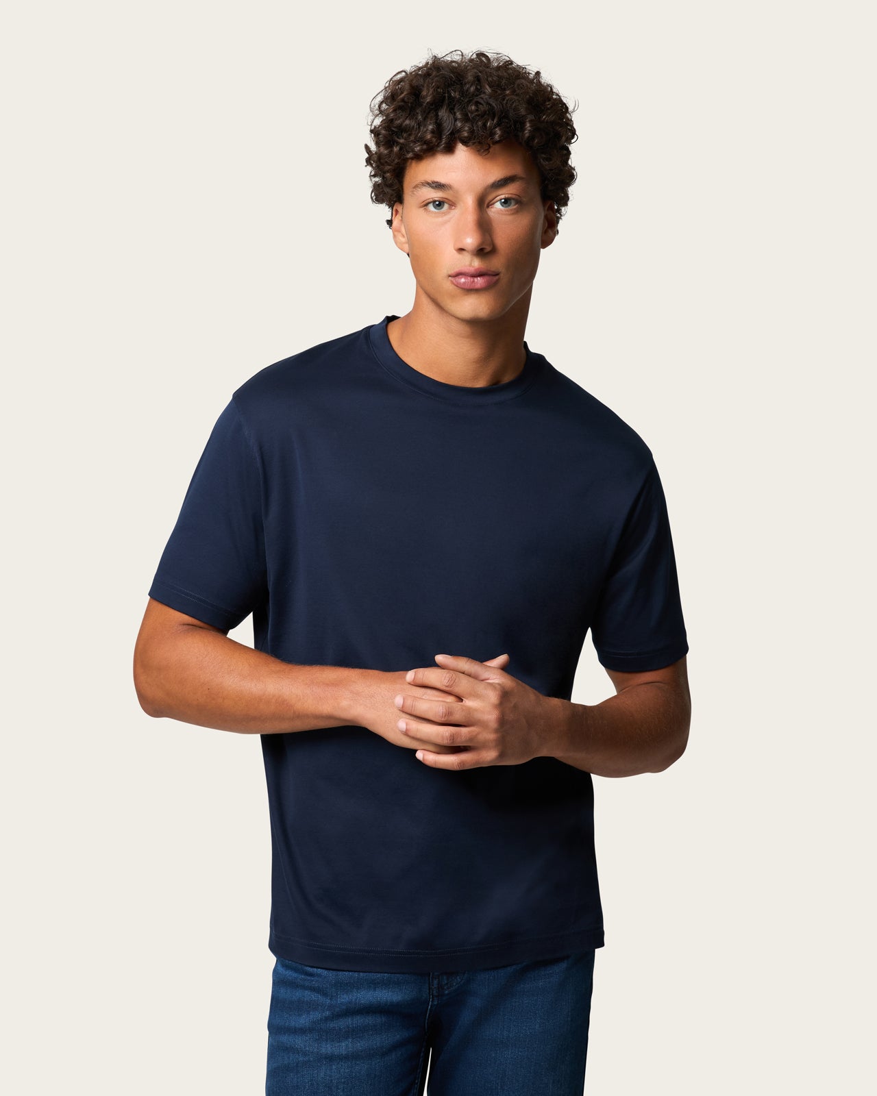 Mercerized Cotton T-shirt Sapphire Blue