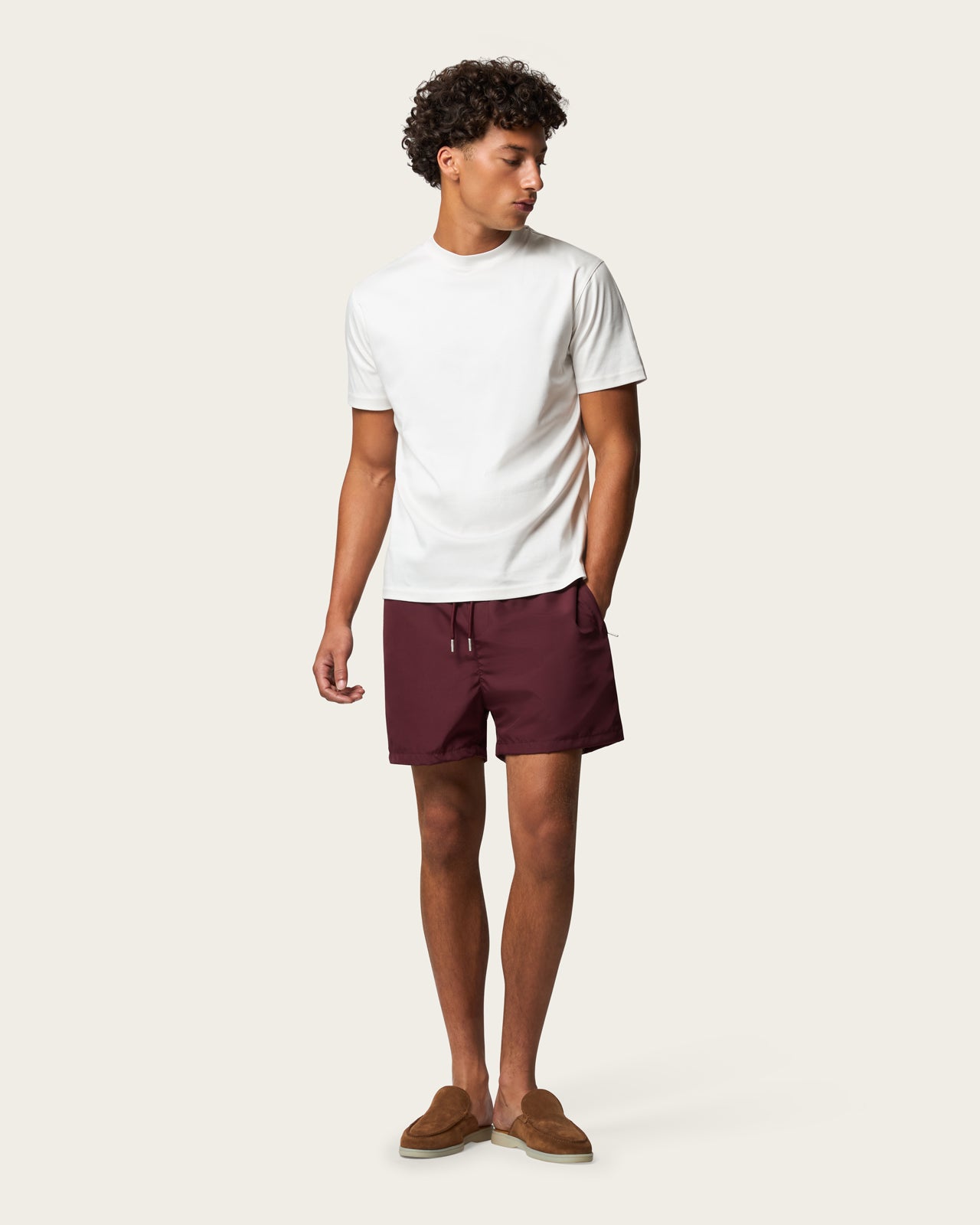 Zip Swim Shorts in Wine Red
