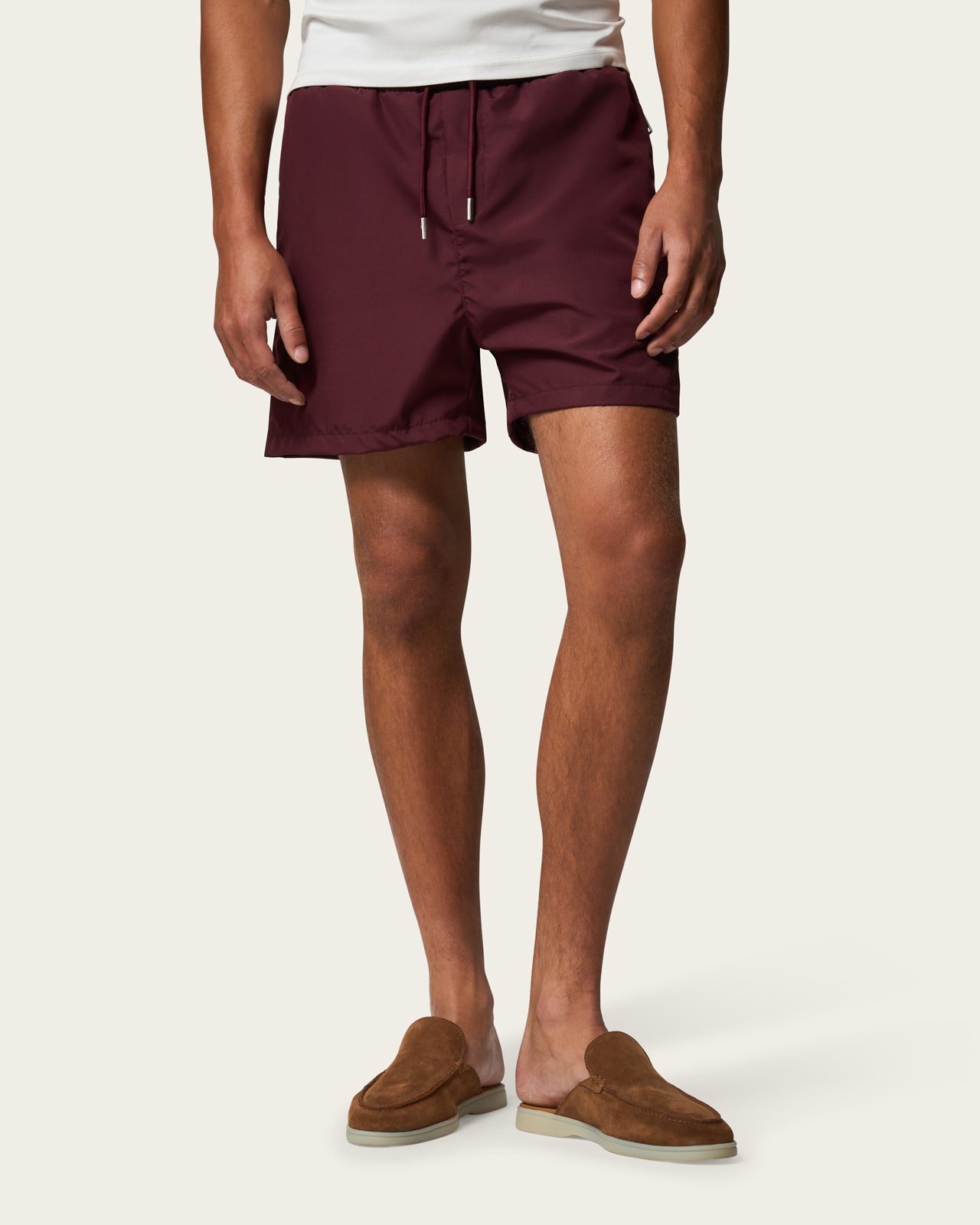 Zip Swim Shorts in Wine Red