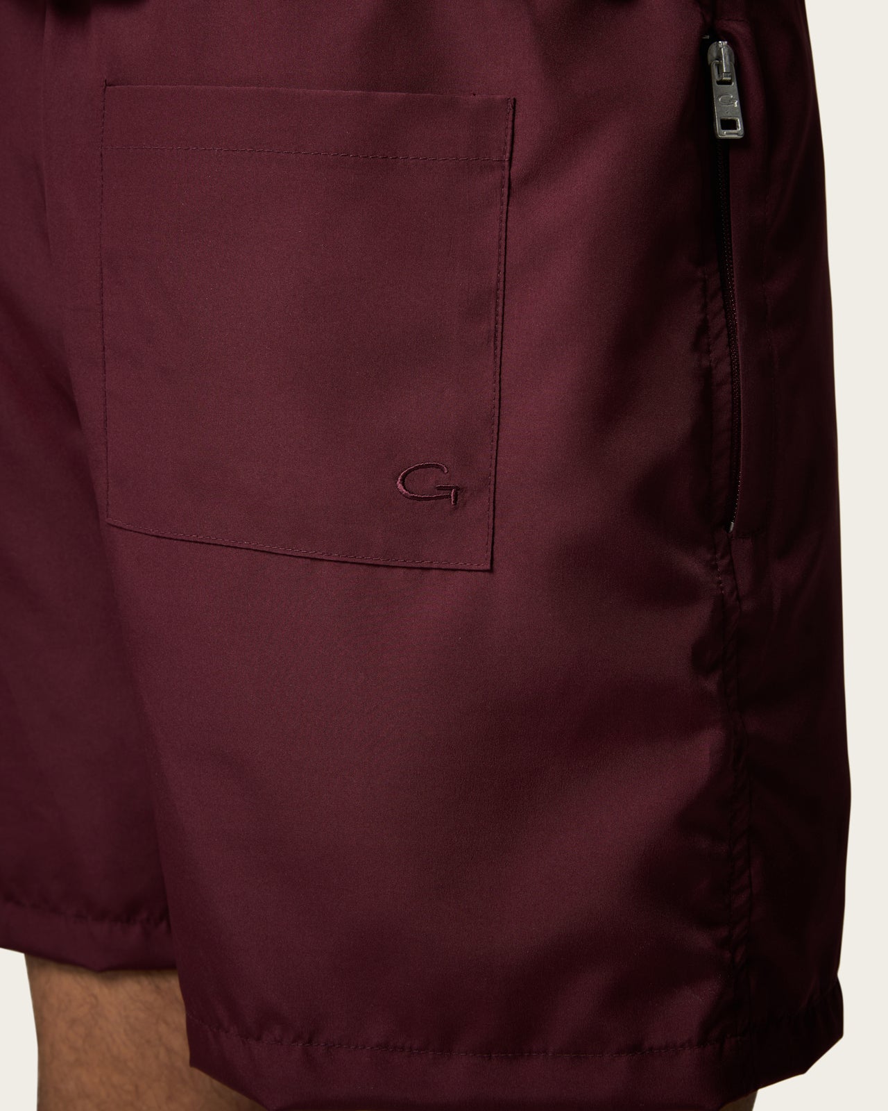 Zip Swim Shorts in Wine Red
