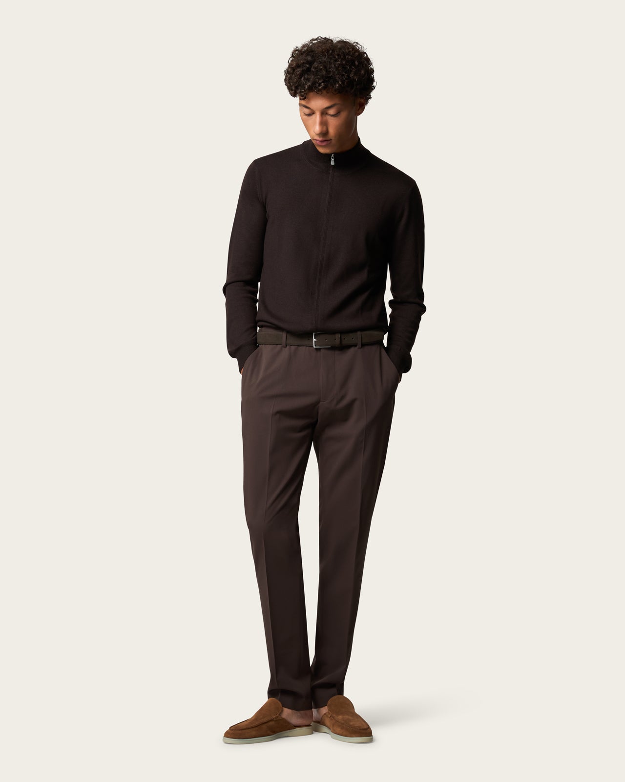 Lightweight Full Zip Jacket Espresso Brown