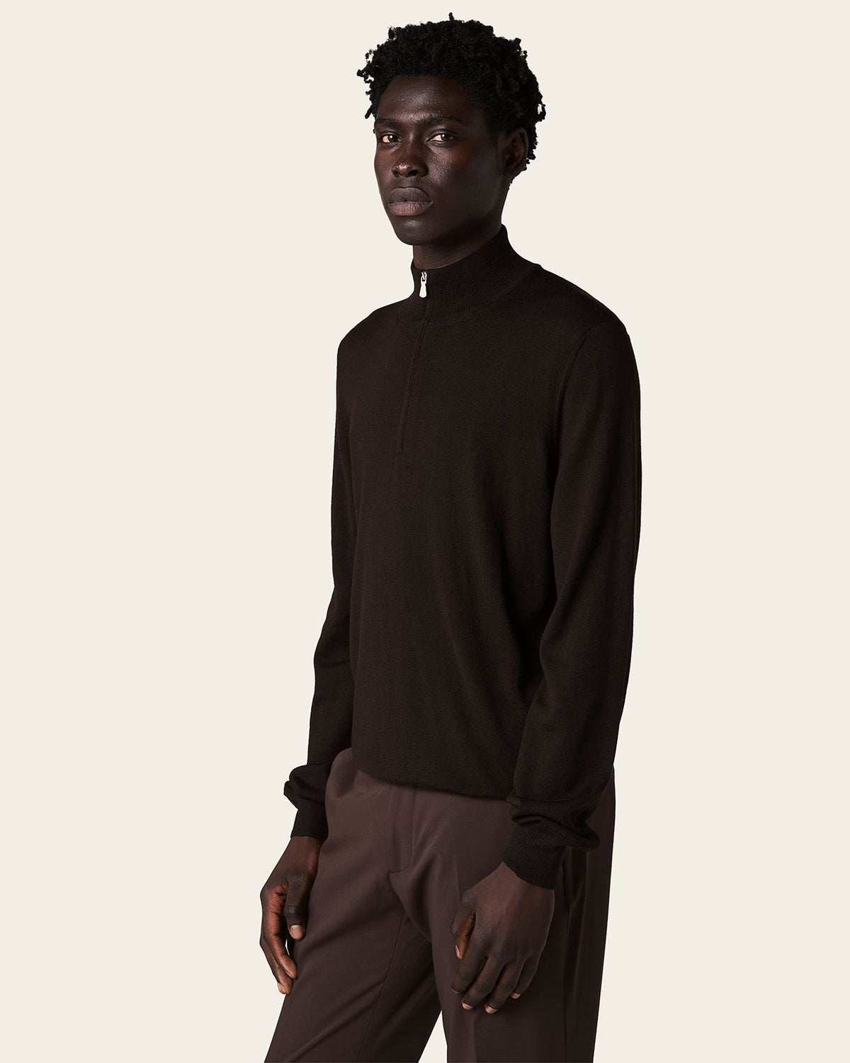 Abay Half Zip Jacket Espresso Brown