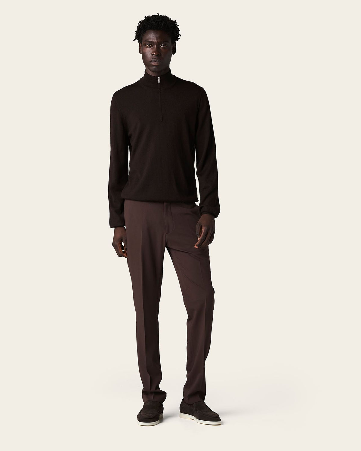 Abay Half Zip Jacket Espresso Brown