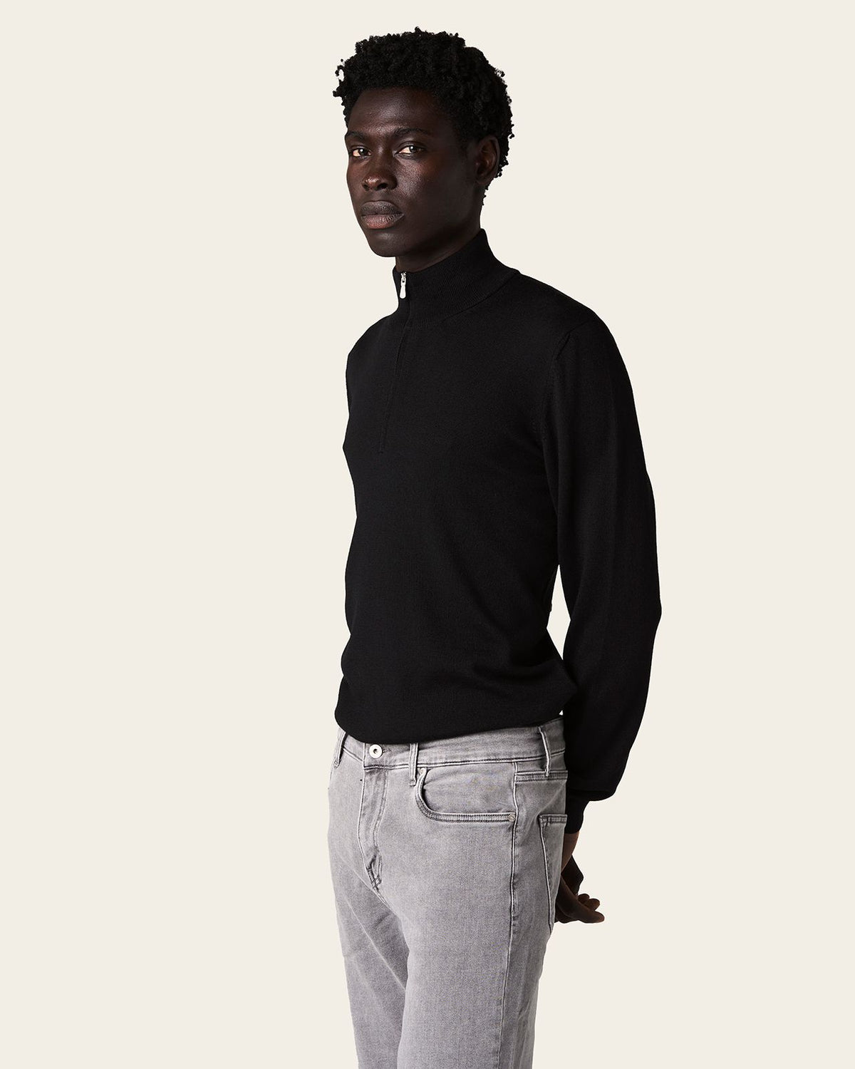 Abay Half Zip Jacket Midnight Black