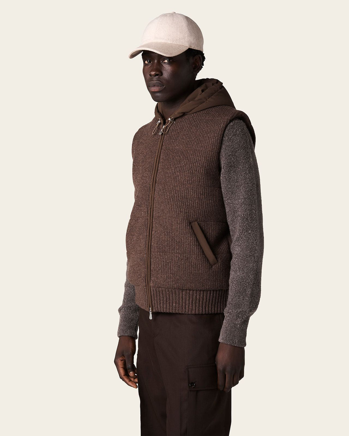 Alvero Wool Vest Espresso Brown