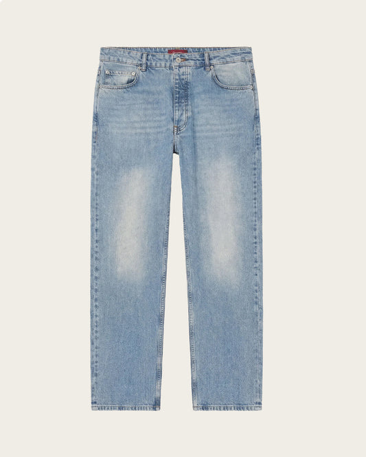 Denim Straight Trousers Blue