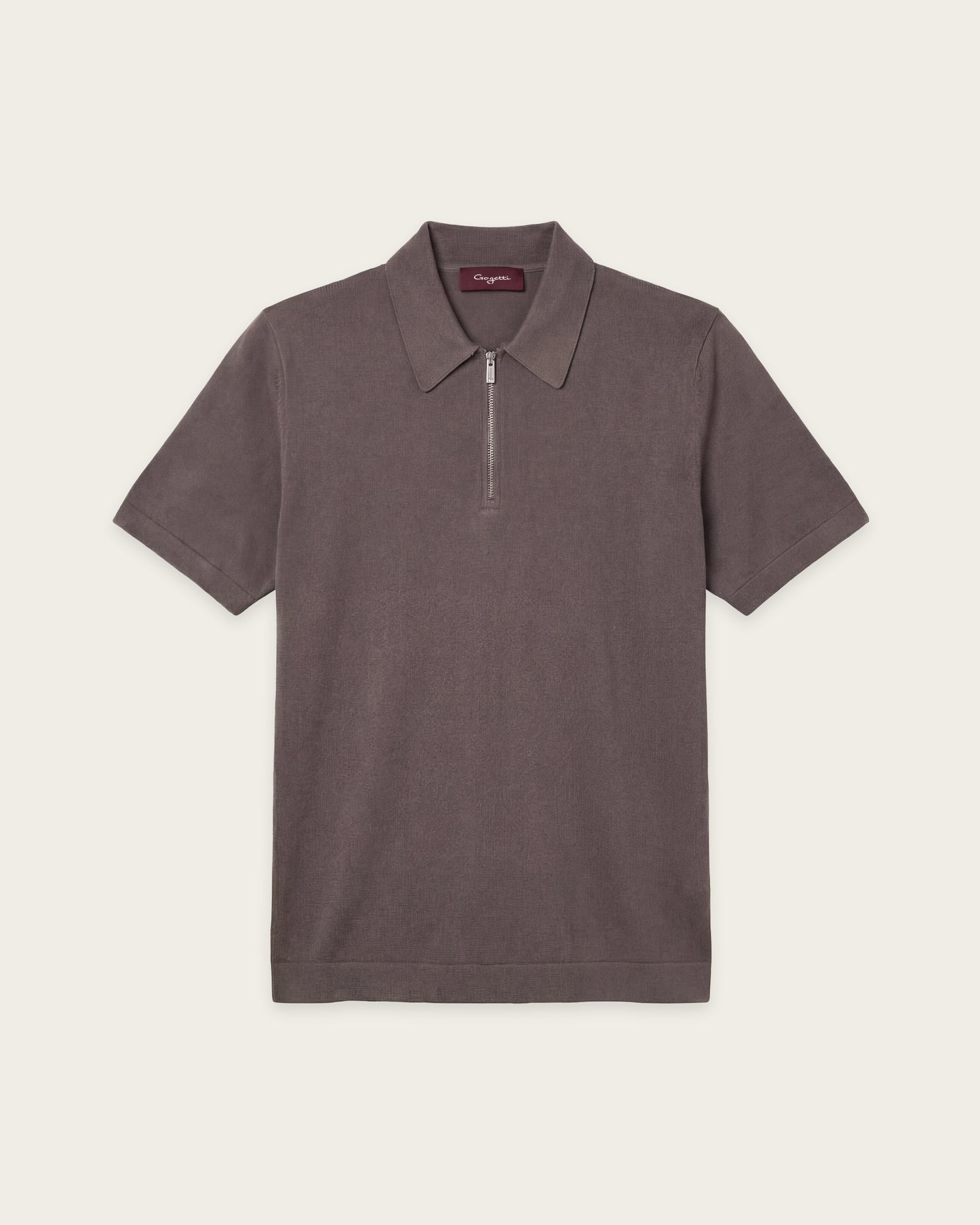 Courtside Zip Polo Shirt Autumn Brown