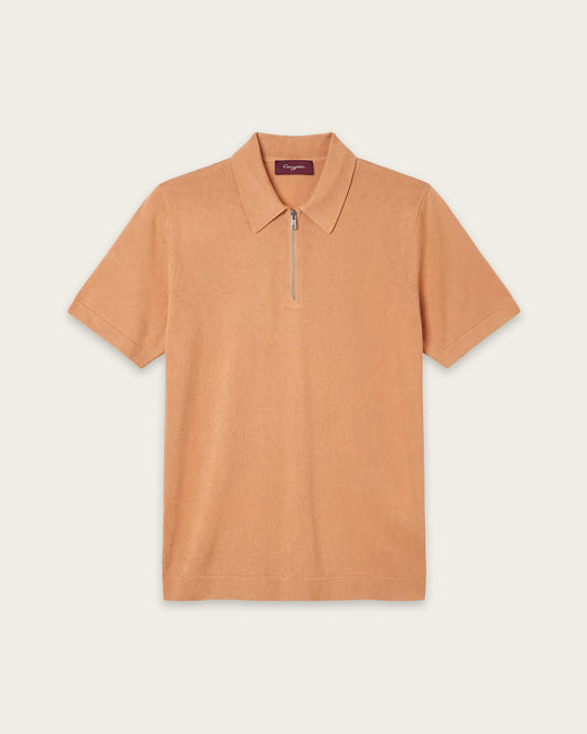 Courtside Zip Polo Shirt Burnt Orange