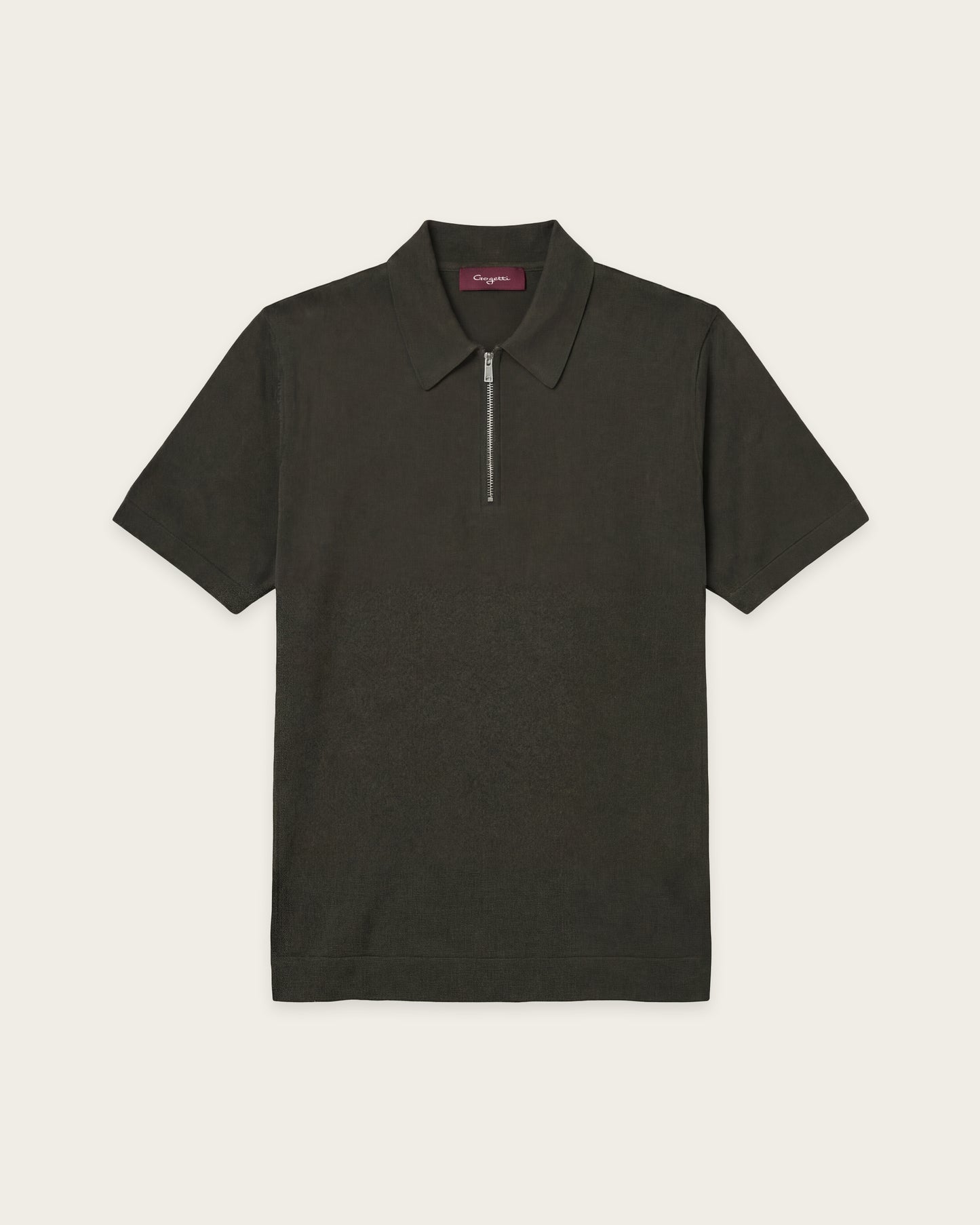 Courtside Zip Polo Shirt Olive Green