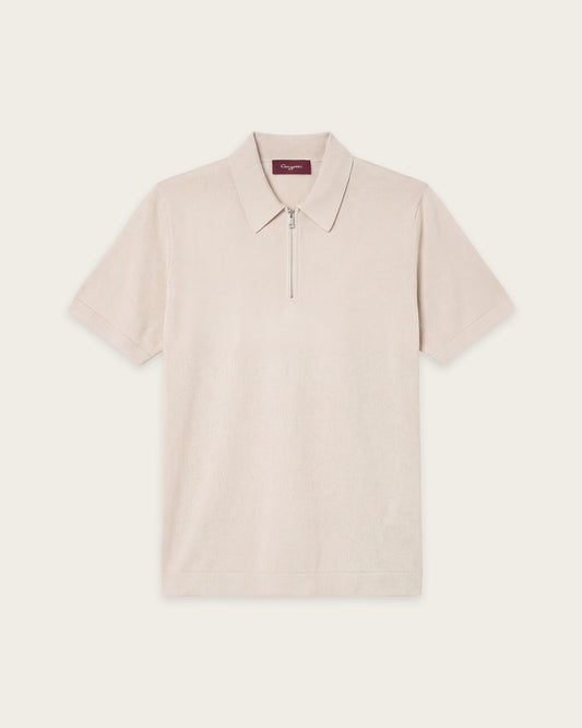 Courtside Zip Polo Shirt Pebble Grey