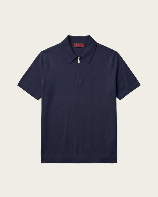 Courtside Zip Polo Shirt Sapphire Blue