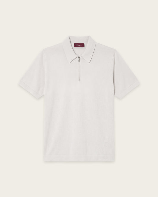 Courtside Zip Polo Shirt Vanilla Beige
