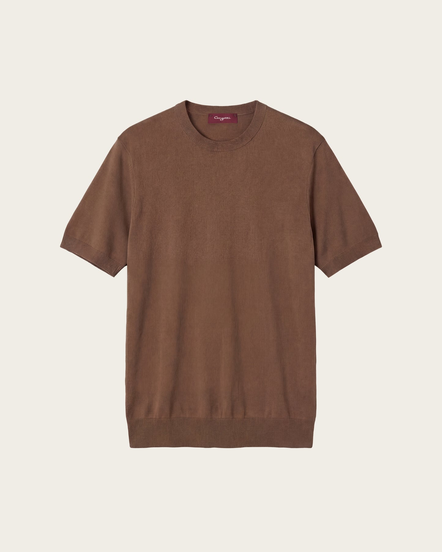 Crewneck Short Sleeve Shirt Autumn Brown